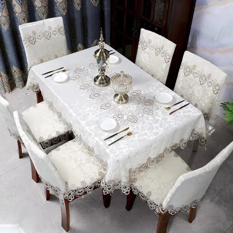 Bluejw New Style Square Jacquard Fabric Embroidery Lace Tablecloth - Image 1